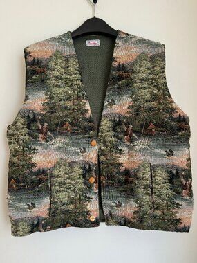 ONE OF A KIND VINTAGE LOOKING TAPESTRY FISHING VEST